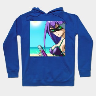 Anime Girl with Purple Hair at the Beach Hoodie